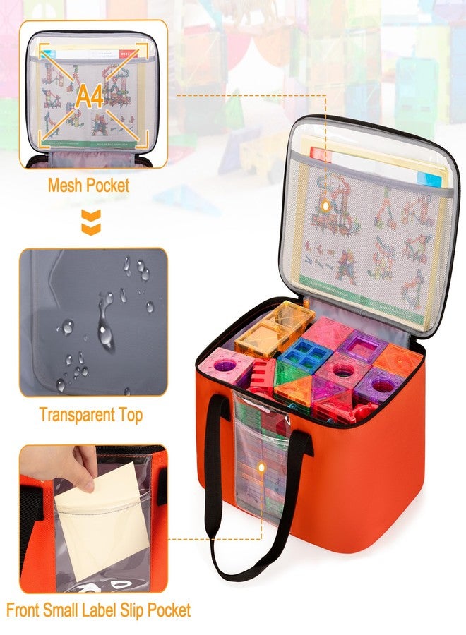 Rexmica 2pcs Storage Organizer Bag for Magnetic Building Tiles, Magnetic Block Tiles Travel Case with Visible Top, Toy Storage Bag for Construction Building Toy, Interlocking Blocks - Image 3